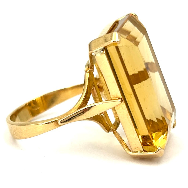 Anello vintage maxi quarzo citrino e oro - 10.57 gr