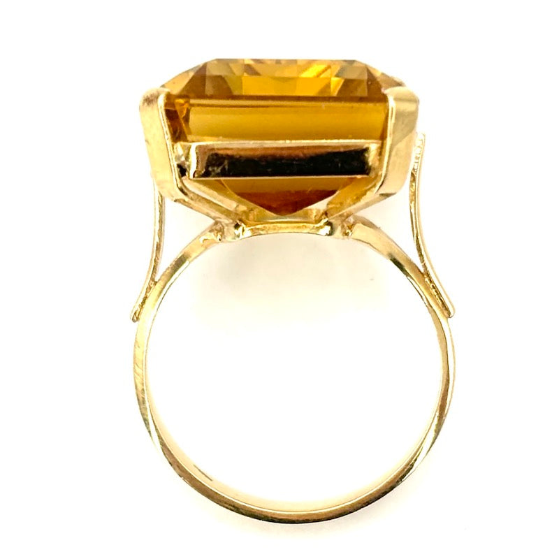 Anello vintage maxi quarzo citrino e oro - 10.57 gr