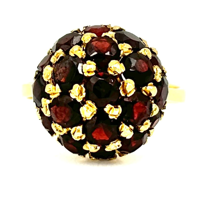 Anello vintage palloncino granati e oro giallo; 5.96 gr