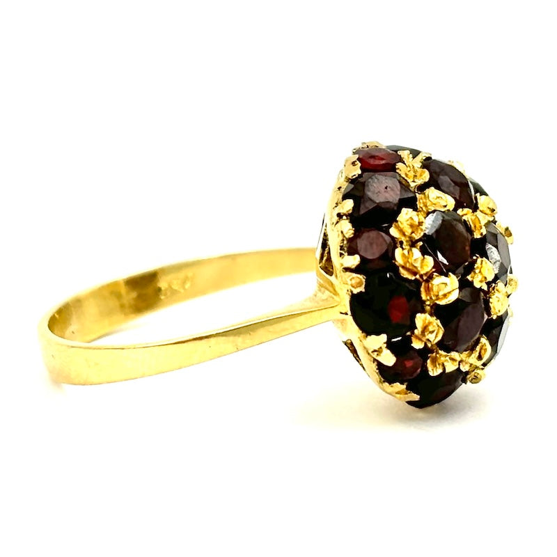 Anello vintage palloncino granati e oro giallo; 5.96 gr