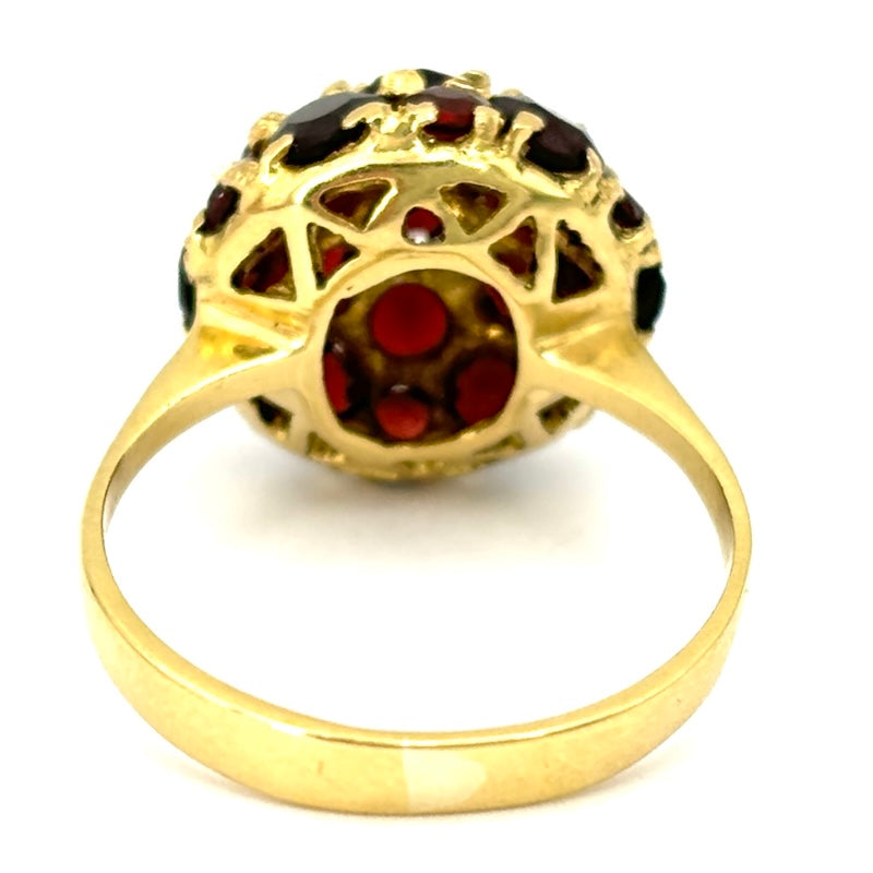 Anello vintage palloncino granati e oro giallo; 5.96 gr