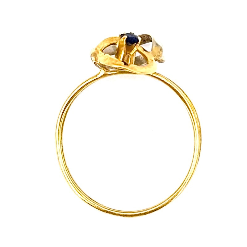 Anello vintage zaffiro, oro bicolore; 1.36 gr