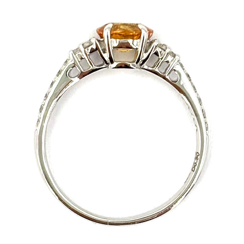 Anello zaffiro giallo e brillanti, oro bianco; 1.92 gr - Certificato IGI
