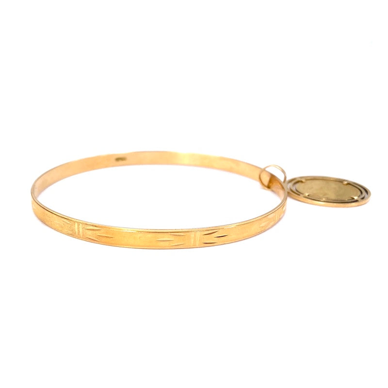 Bracciale bangle a cerchio rigido in oro con charm moneta marengo, vintage. 18.47 gr