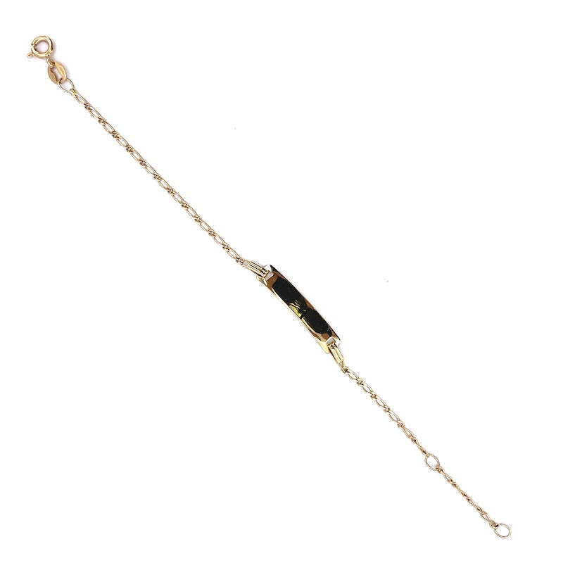 Bracciale bimbo oro fibbia per incisione, catena maglia 1+1, 14.4-12.4 cm - 1.9 gr