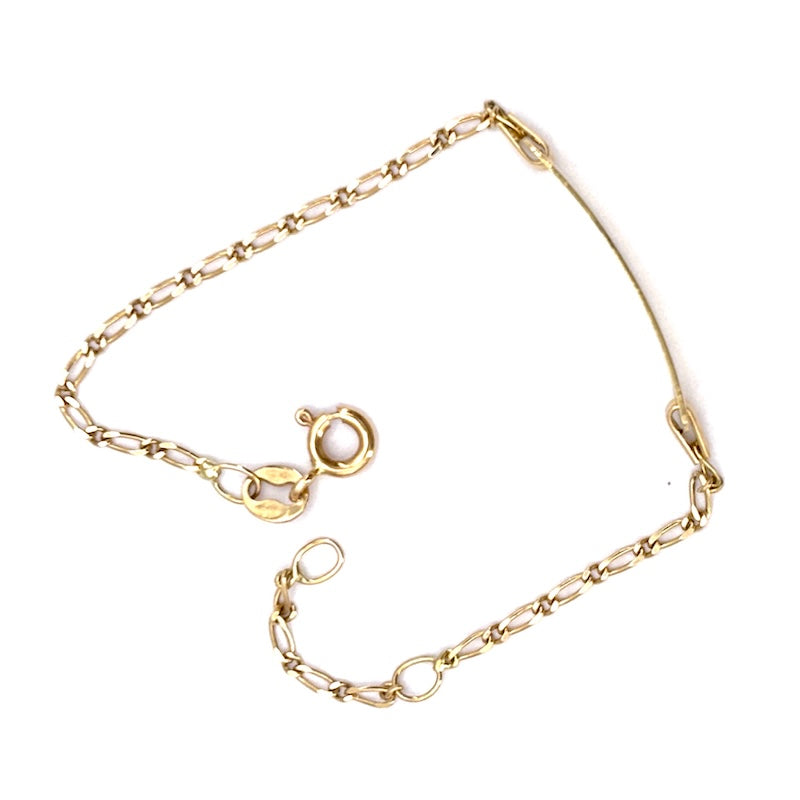 Bracciale bimbo oro fibbia per incisione, catena maglia 1+1, 14.4-12.4 cm - 1.9 gr