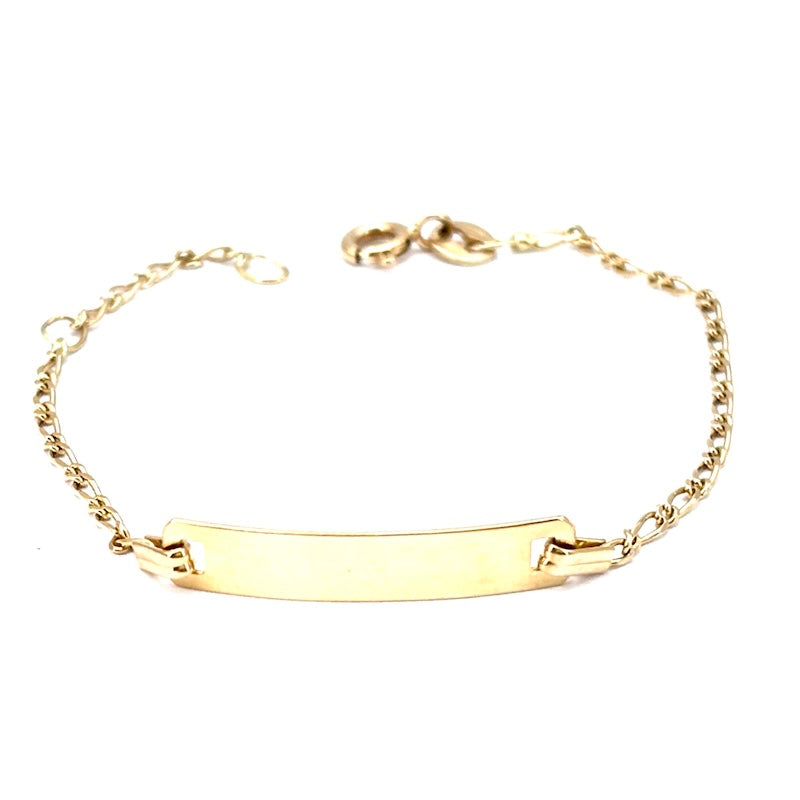 Bracciale bimbo oro fibbia per incisione, catena maglia 1+1, 14.4-12.4 cm - 1.9 gr