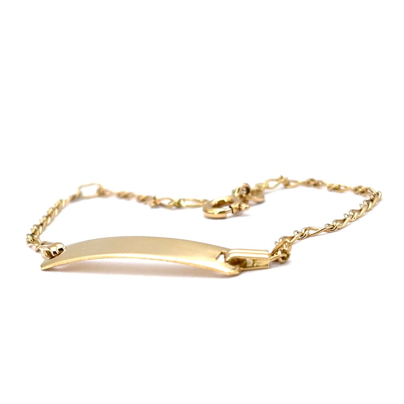 Bracciale bimbo oro fibbia per incisione, catena maglia 1+1, 14.4-12.4 cm - 1.9 gr
