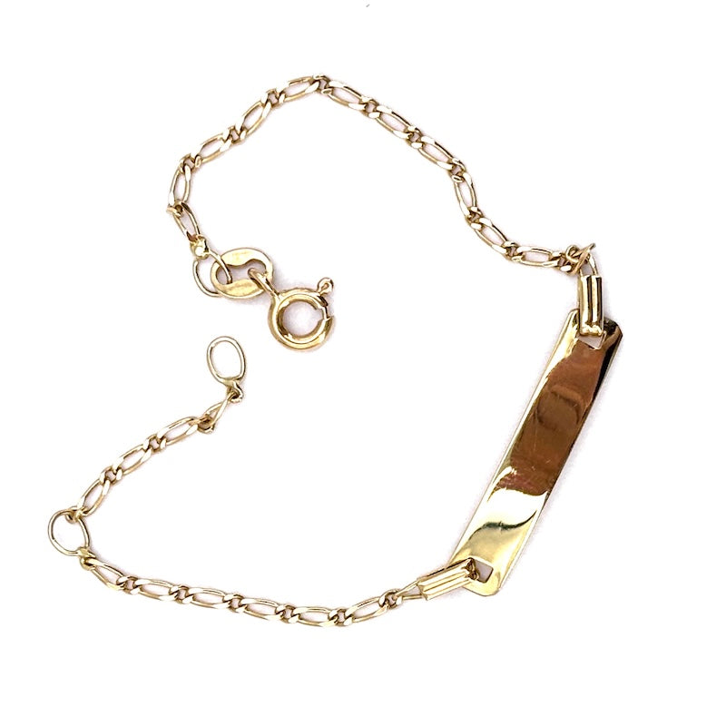Bracciale bimbo oro fibbia per incisione, catena maglia 1+1, 14.4-12.4 cm - 1.9 gr