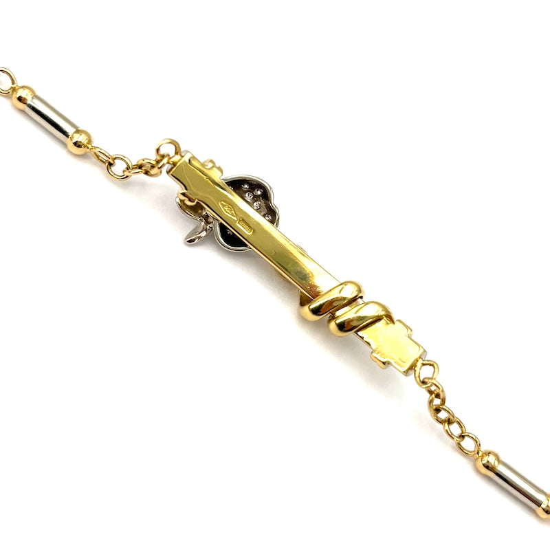 Bracciale catena, oro bicolore, serpente e mela di brillanti -  9.3 gr, 16 cm