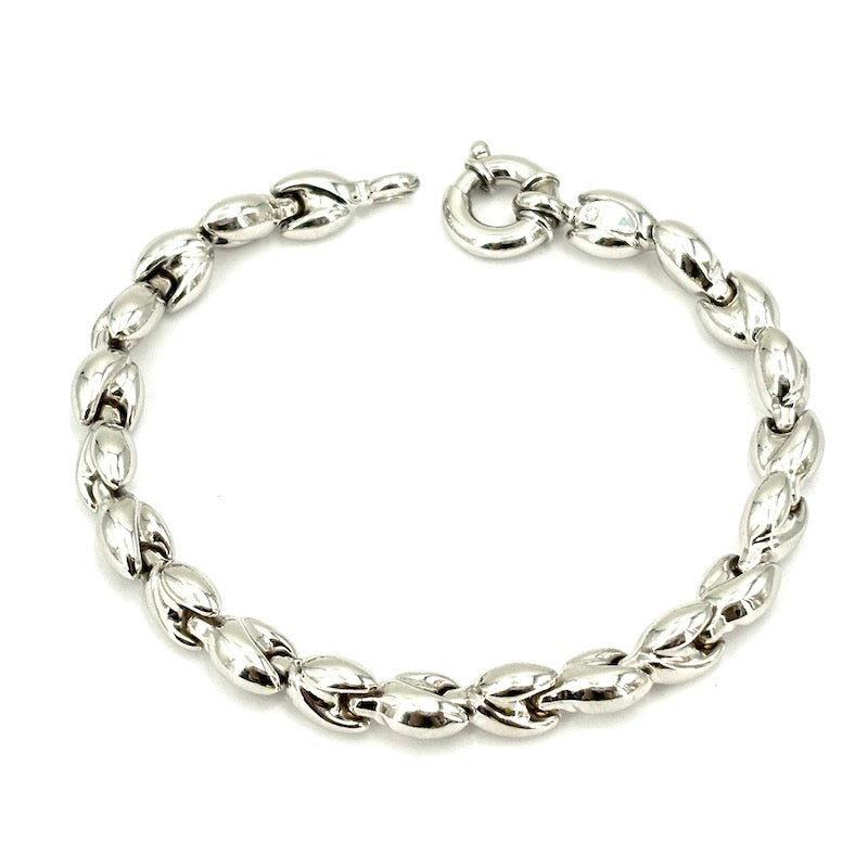 Bracciale catena design grossa oro bianco; 16.35 gr - 20.5 cm