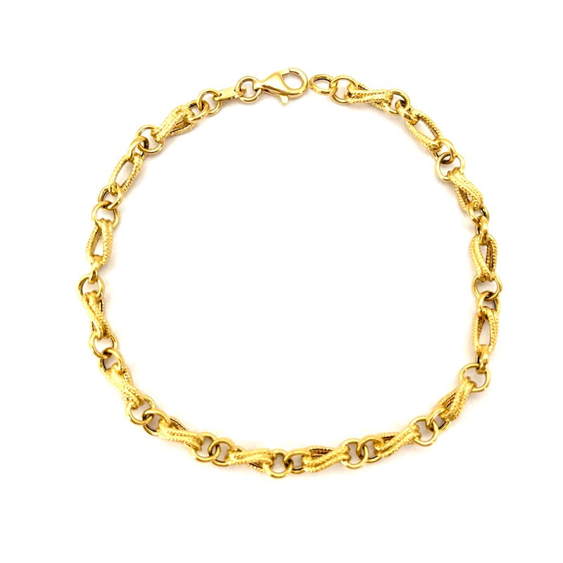 Bracciale catena e motivo retrò oro; 4.88 gr - 19.5 cm