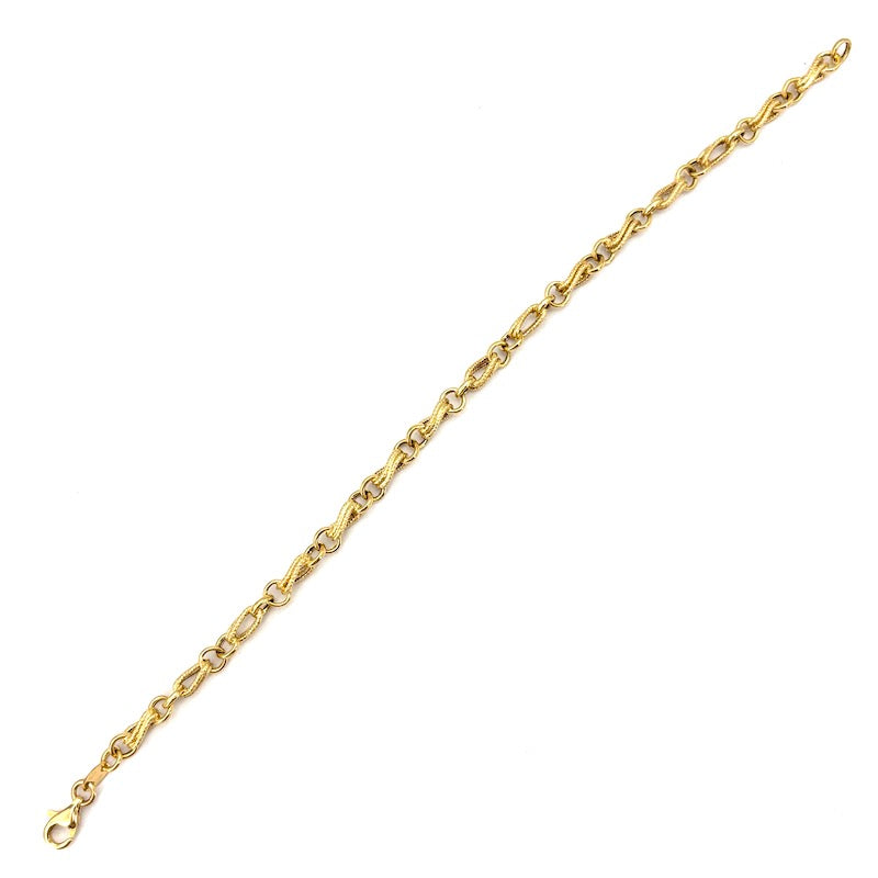 Bracciale catena e motivo retrò oro; 4.88 gr - 19.5 cm