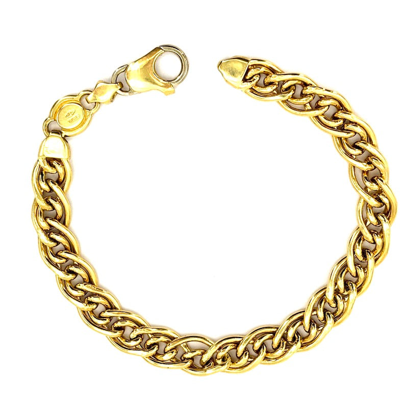 Bracciale catena grumetta doppia, oro giallo -  17.92 gr, 20.5 cm