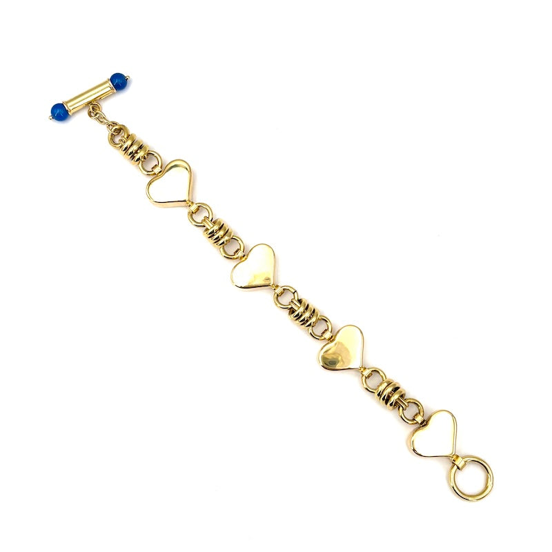 Bracciale catena maxi cuori oro giallo; 33.82 gr - 18 cm