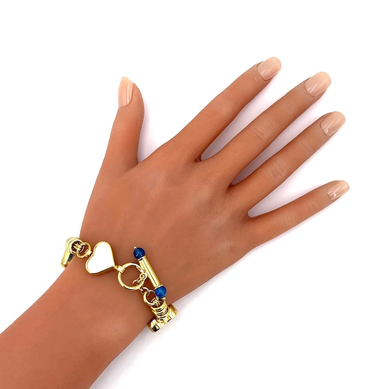 Bracciale catena maxi cuori oro giallo; 33.82 gr - 18 cm