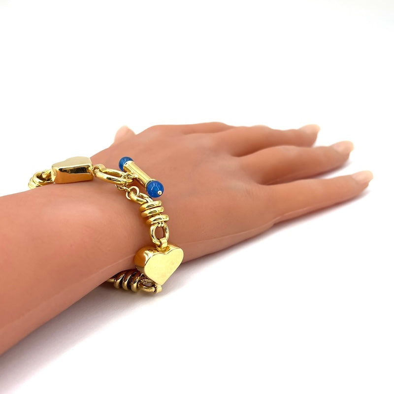 Bracciale catena maxi cuori oro giallo; 33.82 gr - 18 cm