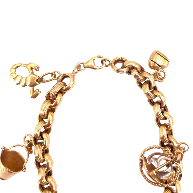 Bracciale charms vinatge, oro giallo 18 kt; 24.77 gr