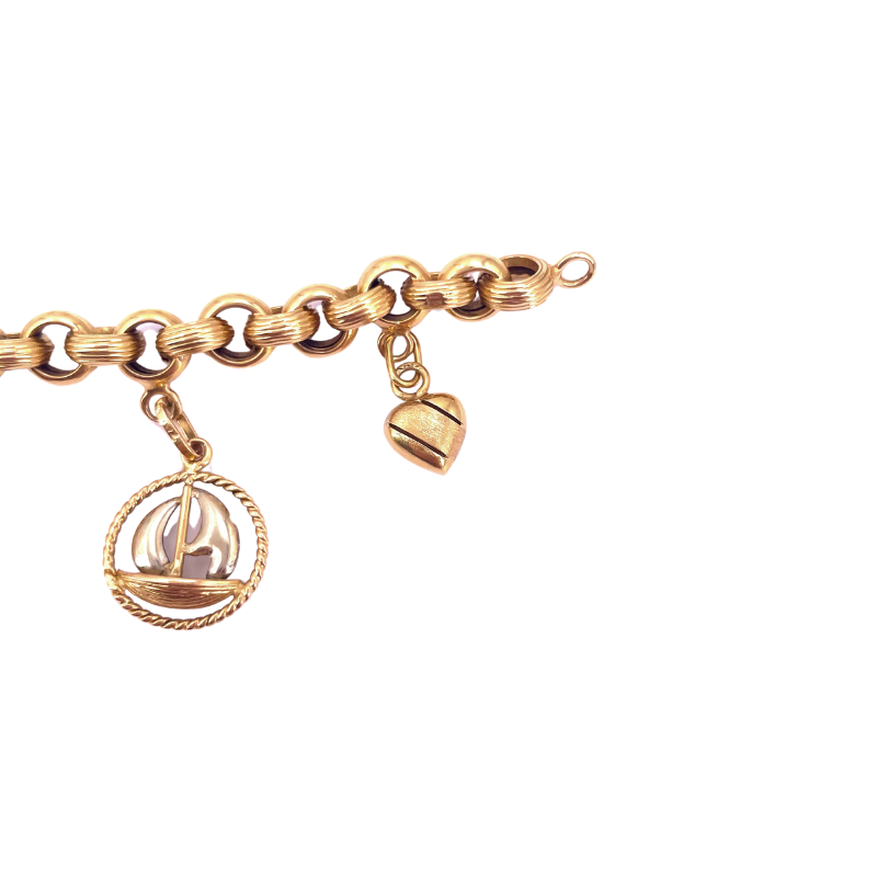 Bracciale charms vinatge, oro giallo 18 kt; 24.77 gr