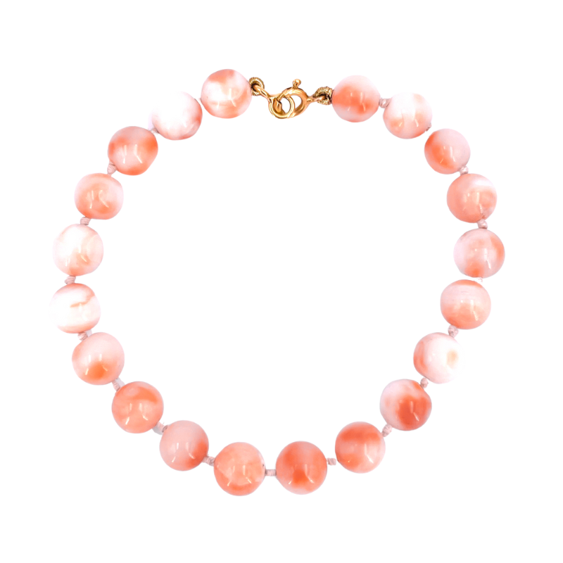 Bracciale corallo rosa e oro; 14.08 gr