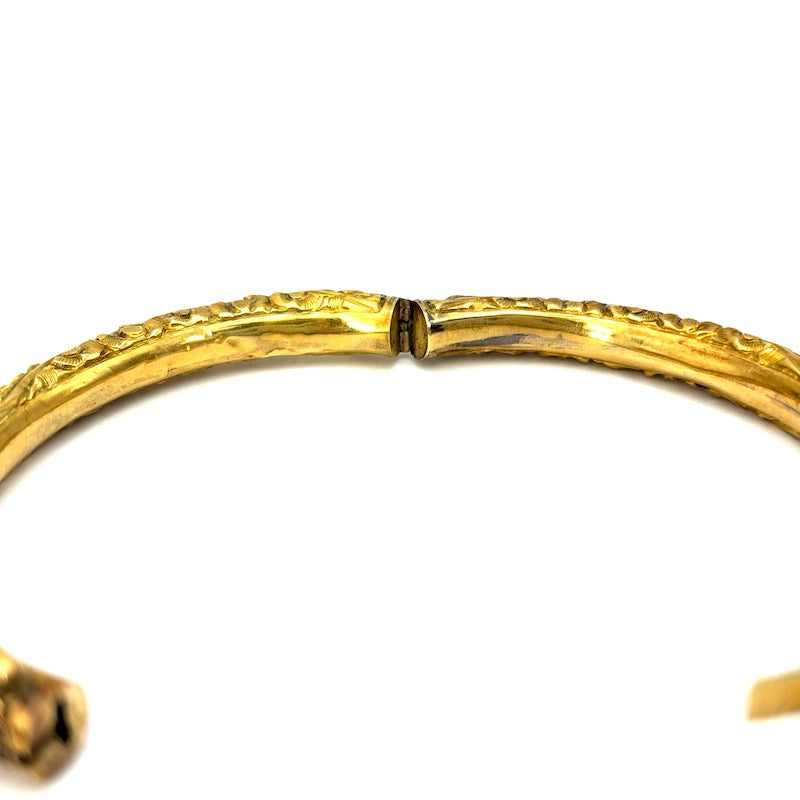 Bracciale d'epoca rigido oro giallo, fine '800-primi '900; 14.7 gr