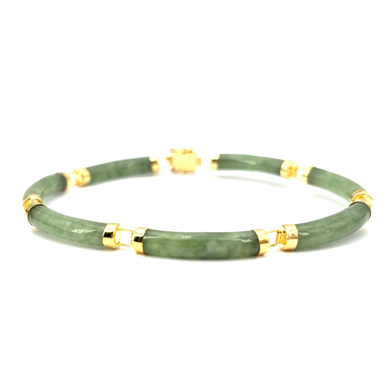 Bracciale giada e oro giallo; 15.82 gr - 20 cm