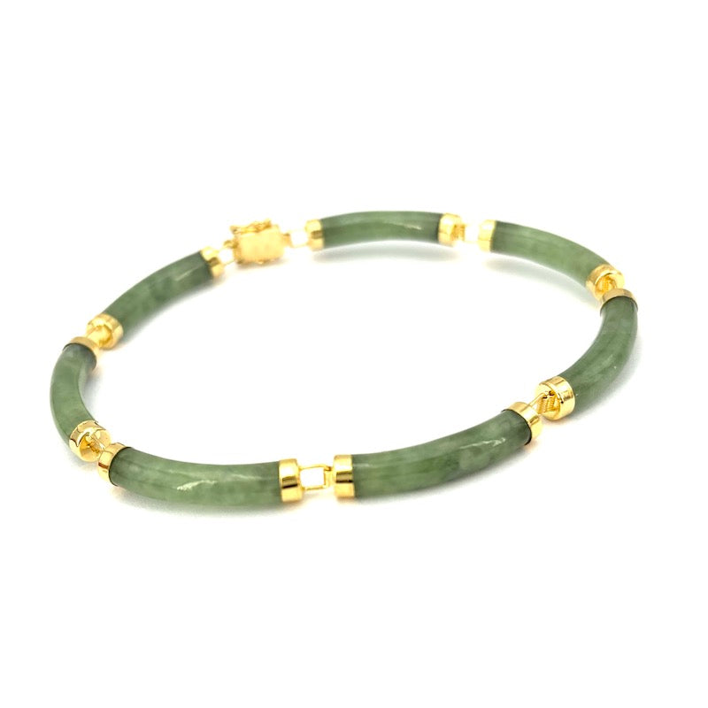 Bracciale giada e oro giallo; 15.82 gr - 20 cm