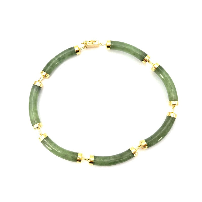 Bracciale giada e oro giallo; 15.82 gr - 20 cm