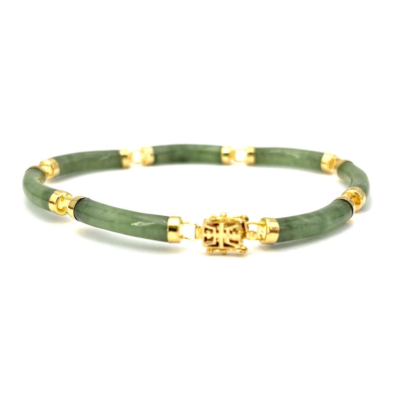 Bracciale giada e oro giallo; 15.82 gr - 20 cm