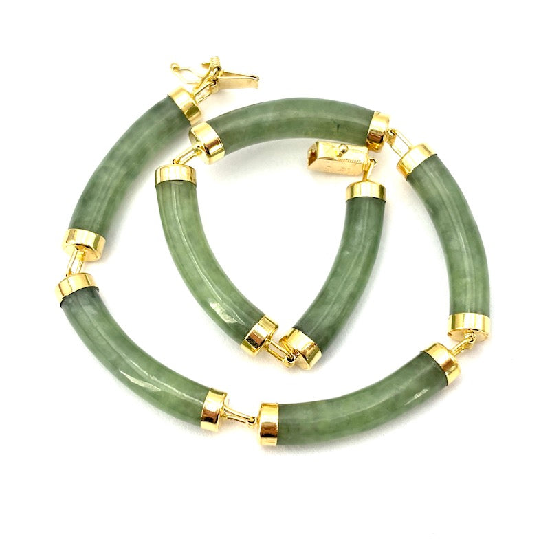 Bracciale giada e oro giallo; 15.82 gr - 20 cm