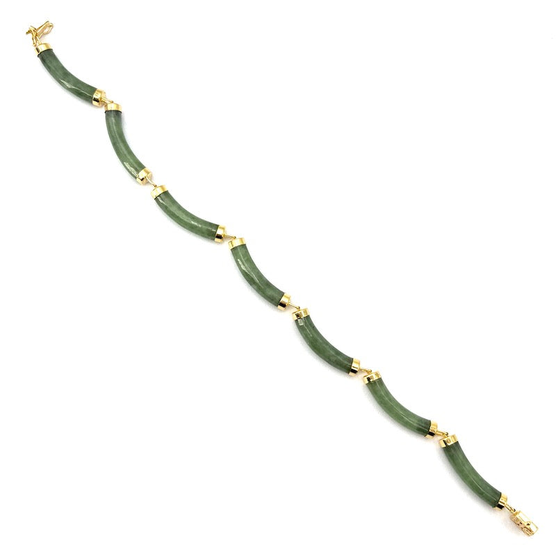 Bracciale giada e oro giallo; 15.82 gr - 20 cm