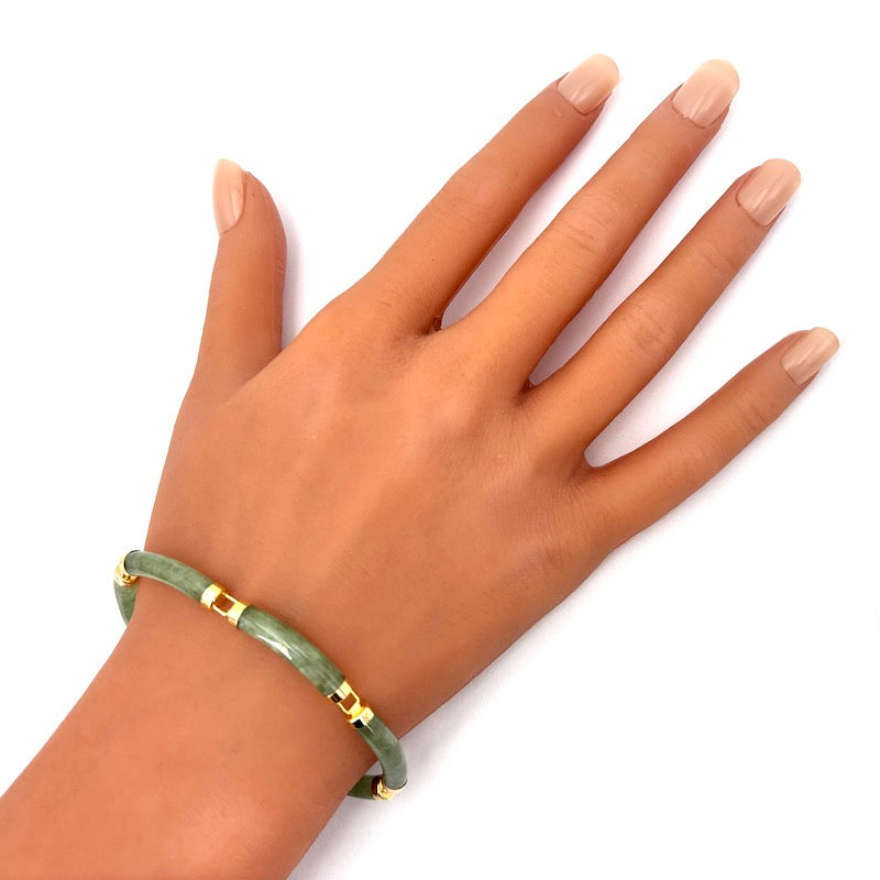 Bracciale giada e oro giallo; 15.82 gr - 20 cm