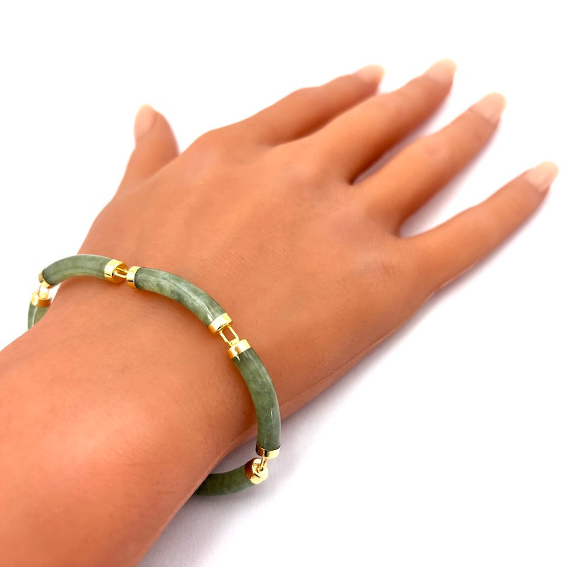 Bracciale giada e oro giallo; 15.82 gr - 20 cm