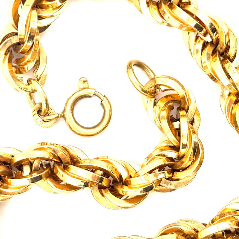 Bracciale maxi catena corda retrò oro; 12.56 gr - 20 cm