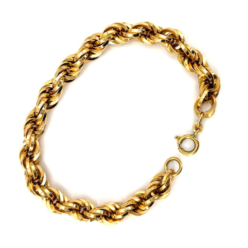 Bracciale maxi catena corda retrò oro; 12.56 gr - 20 cm
