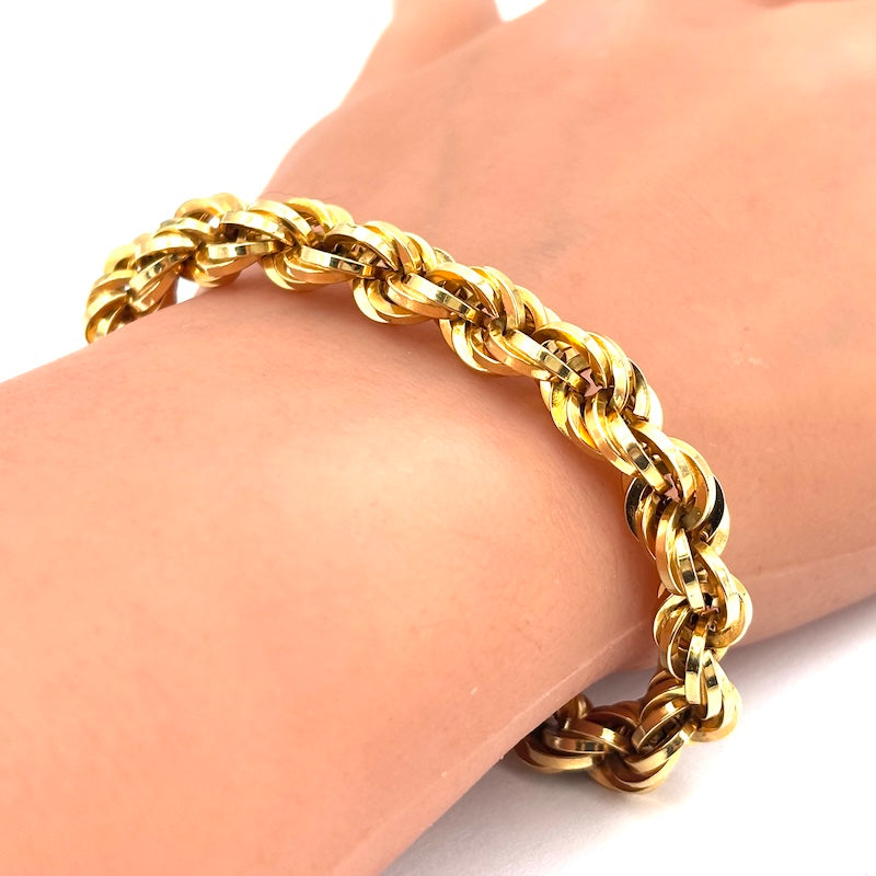 Bracciale maxi catena corda retrò oro; 12.56 gr - 20 cm