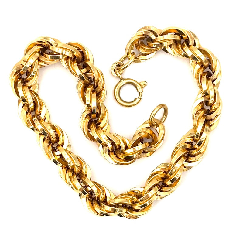 Bracciale maxi catena corda retrò oro; 12.56 gr - 20 cm