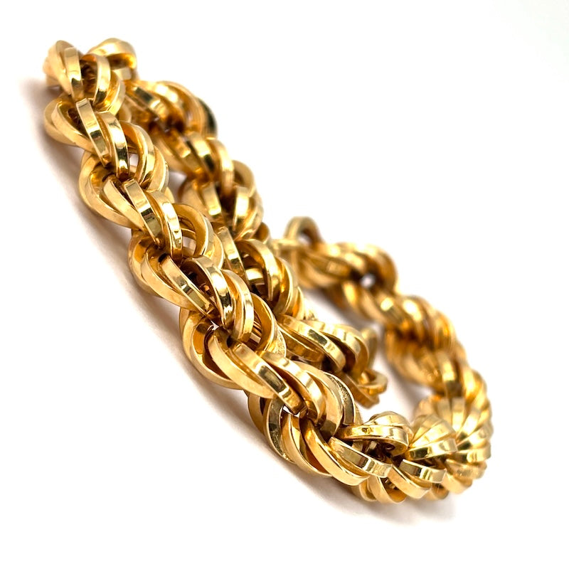 Bracciale maxi catena corda retrò oro; 12.56 gr - 20 cm