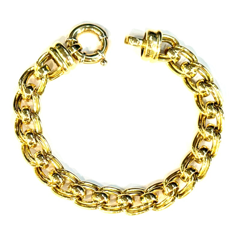 Bracciale maxi catena doppia, oro giallo -  25.8 gr, 20 cm