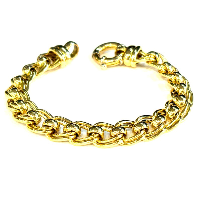 Bracciale maxi catena doppia, oro giallo -  25.8 gr, 20 cm