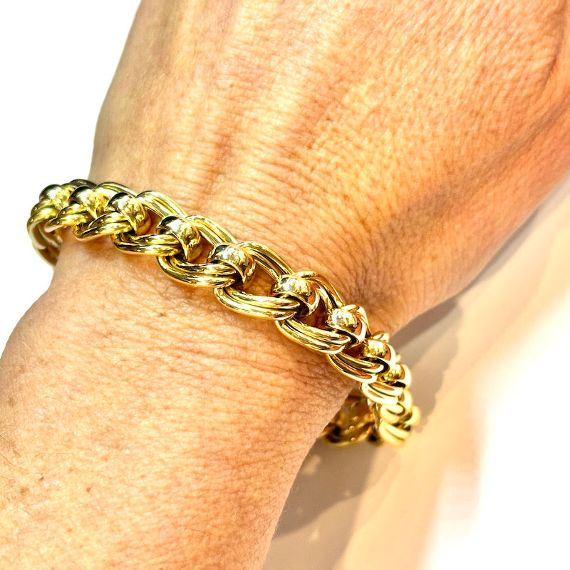 Bracciale maxi catena doppia, oro giallo -  25.8 gr, 20 cm