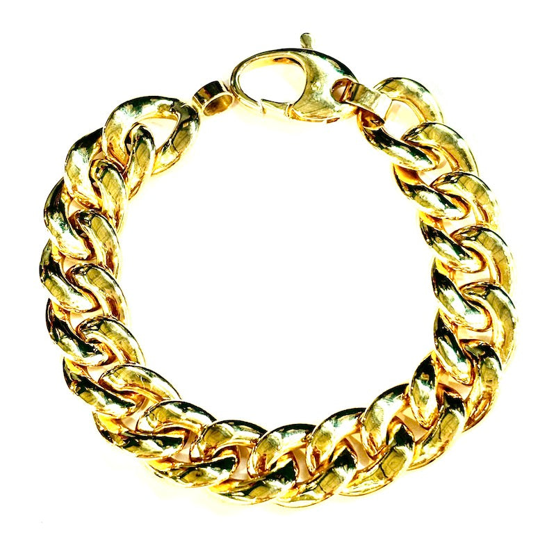 Bracciale maxi catena groumette, oro giallo -  39.9 gr, 20.5 cm