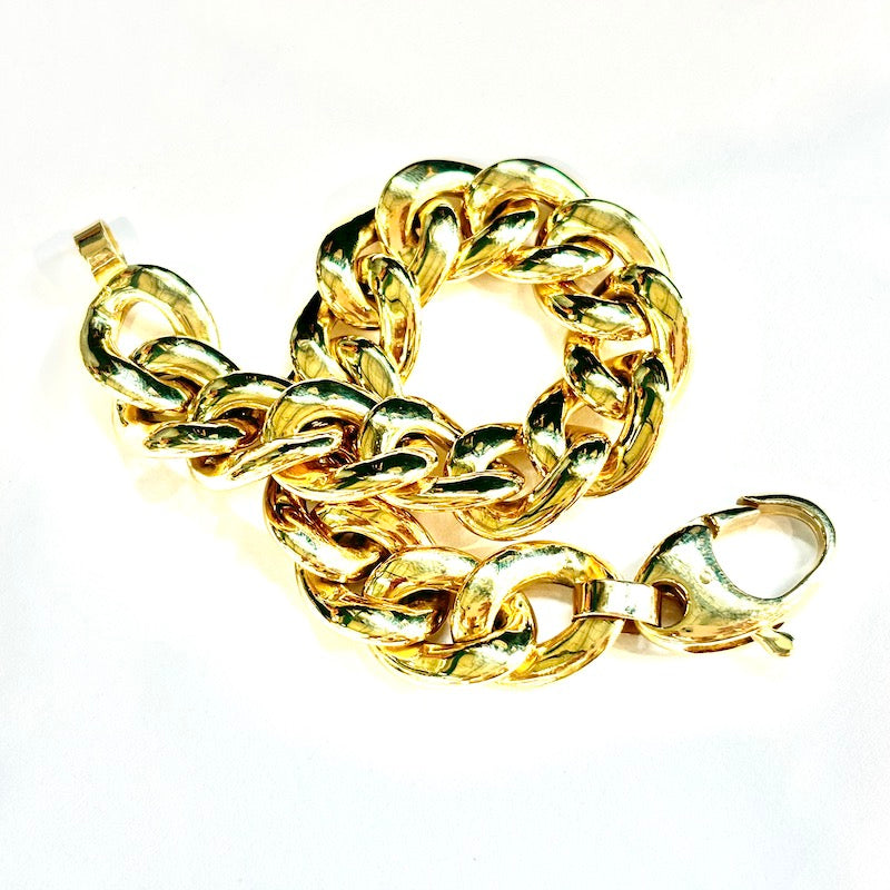 Bracciale maxi catena groumette, oro giallo -  39.9 gr, 20.5 cm