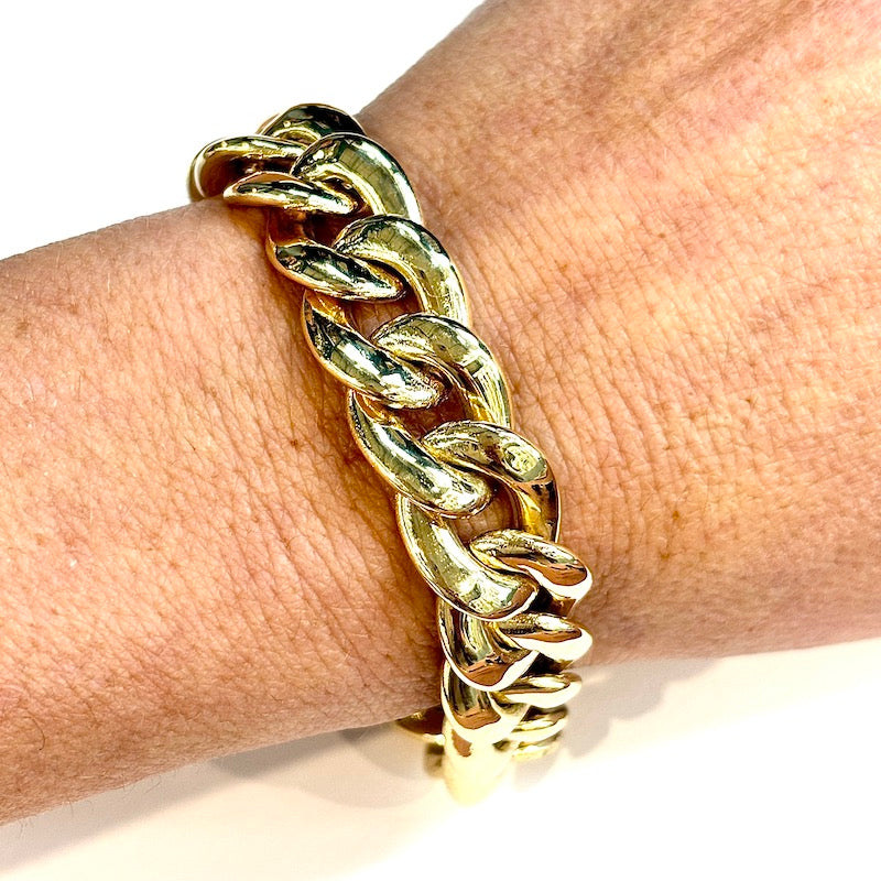 Bracciale maxi catena groumette, oro giallo -  39.9 gr, 20.5 cm