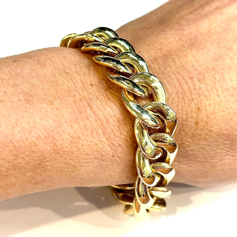 Bracciale maxi catena groumette, oro giallo -  39.9 gr, 20.5 cm