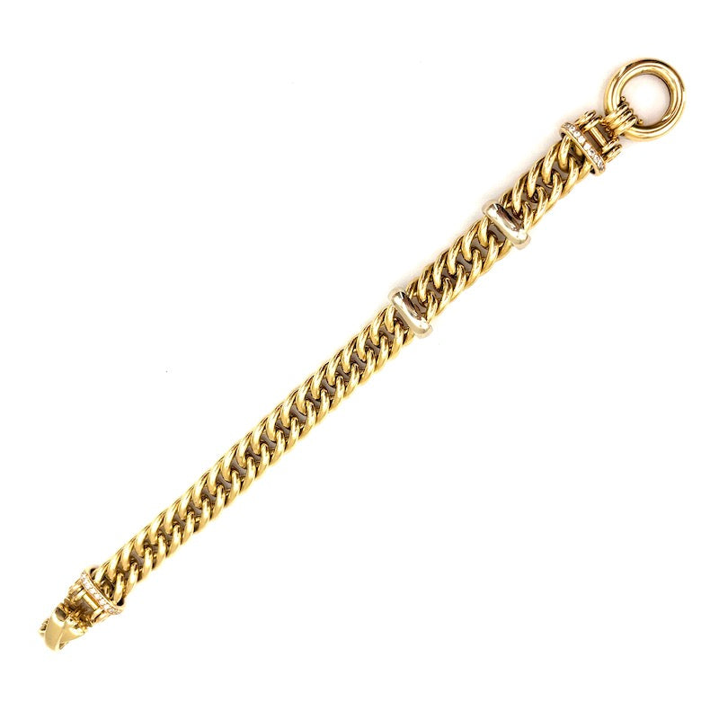 Bracciale maxi catena groumette, oro giallo e brillanti -  41.87 gr, 19 cm
