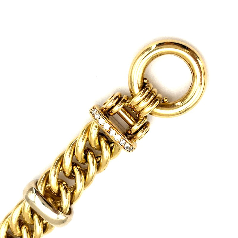 Bracciale maxi catena groumette, oro giallo e brillanti -  41.87 gr, 19 cm