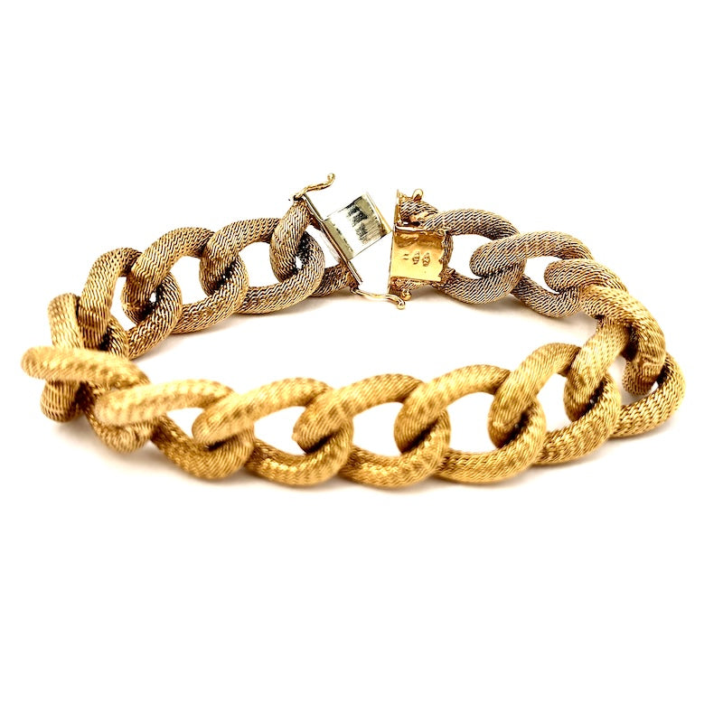 Bracciale maxi catena groumette, oro giallo zigrinato -  44.12 gr, 21 cm