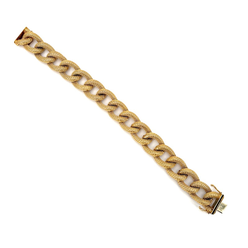 Bracciale maxi catena groumette, oro giallo zigrinato -  44.12 gr, 21 cm