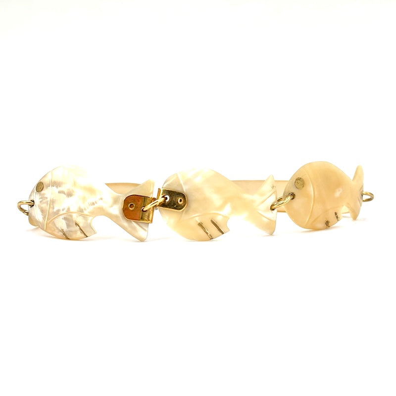 Bracciale pesci madreperla e oro giallo; 9.95 gr - 19 cm